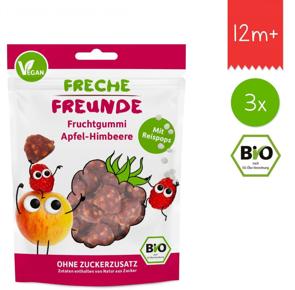 Freche Freunde BIO Ovocné želé - Jablko, malina, ryžové guľky 3x 30g
